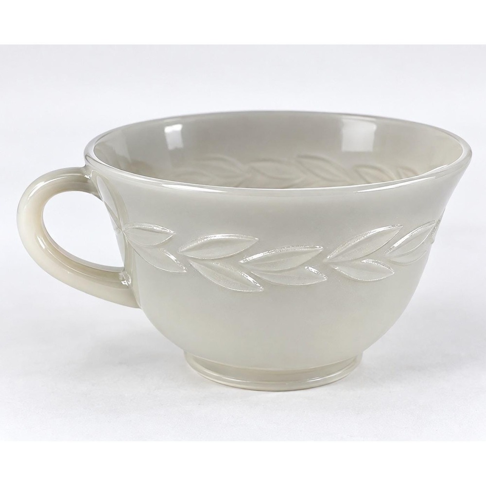 Fire-King Gray Laurel Cup Milk Glass Anchor Hocking USA 1950s MCM Vintage